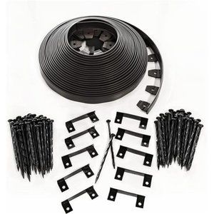 Heavy-Duty No-Dig Landscape Edging, 1.7 in. Tall Straight100 Foot Kit, Blac